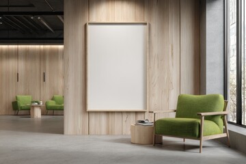 Modern Waiting Area with Blank Poster