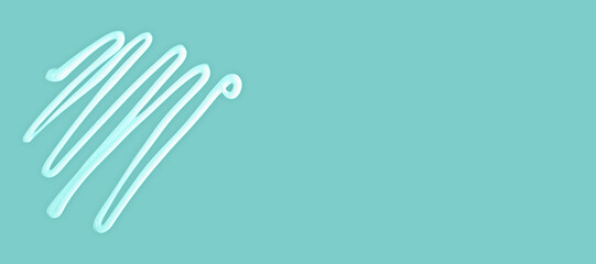 Cream lines on pastel teal background with copy space, cream represents skincare, wellness and clean beauty. Cream texture brings softness, cream style suits minimal product branding and elegance