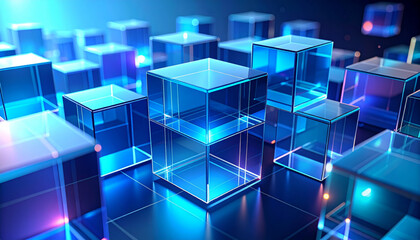 Obraz premium Floating Cubes in Ethereal Light