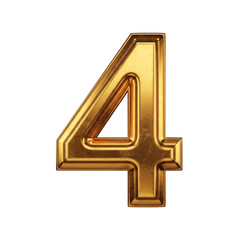 Gold stylized number 4, isolated on white background.	