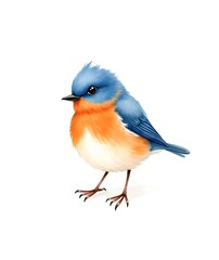 Bird watercolor orange shows a colorful forest creature