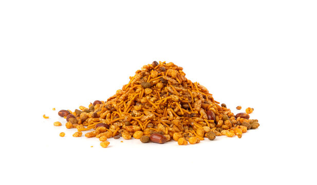 Navrattan namkeen mixture. Indian nimko snack, spicy and sweet farsaan