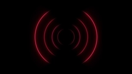 Concentric Red Glowing Circles on Black Background Abstract Illustration light