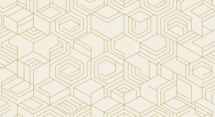 A seamless gold geometric isometric pattern.

