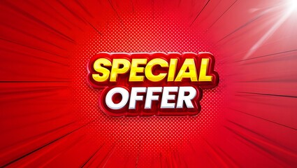 Promotional special offer background with vibrant red radial burst design for marketing campaigns and seasonal sales announcements to attract customers