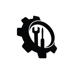 INDUSTRIAL ENGINEERING LOGO ICON DESIGN VECTOR BLACK AND WHITE