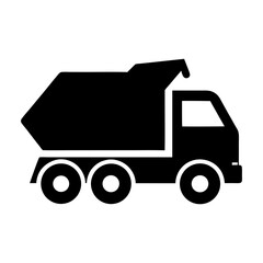 Silhouette of a dump truck with white background heavy vehicle used for transporting construction materials  