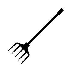Silhouette of a hand rake or khurpi on white background gardening and farming hand tool icon  