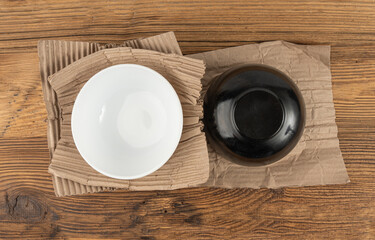 Eco paper packaging texture background, crumpled biodegradable cardboard packing