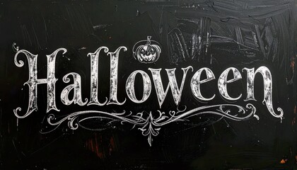 Elegant Halloween Chalk Lettering in Vintage Ornate Style