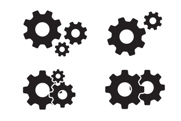 A set of gears. Silhouette of black gear icons. Vector illustration. eps 10