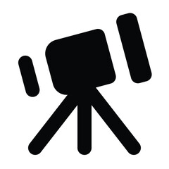 Solid telescope icon for astronomy and space observation