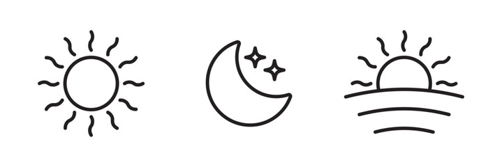 Sun moon icon illustration isolated vector sign symbol. Time of the day signs. silhouette icons. Morning and night  . eps 10 