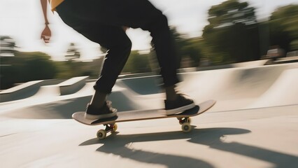 Skateboarder in Motion at a Skatepark