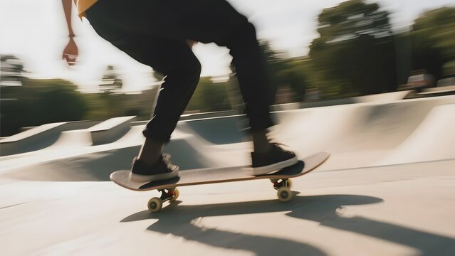 Skateboarder in Motion at a Skatepark