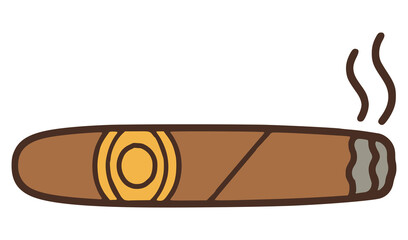 luxury cigar smoke flat color vector illustration template design