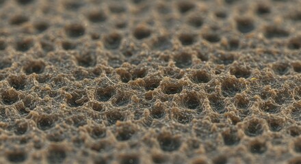 Macro view of a textured surface with hexagonal depressions and raised patterns