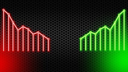 Neon Stock Market Graph – Red Decline vs Green Growth