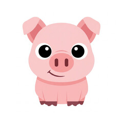 Obraz premium Cute Cartoon Pig Vector Illustration - Adorable Pink Piglet Character in Flat Design for Children's Art and Farm Graphics
