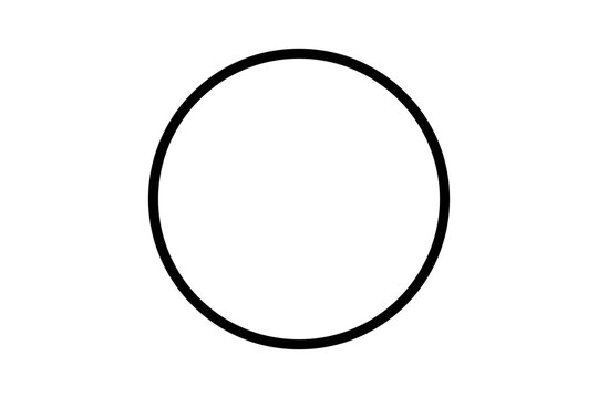 Black circle outline shape icon for buttons, frames, symbols, and minimal graphic decoration on transparent or white background