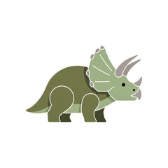 Playful Green Triceratops Cartoon - Fun Dinosaur Toy Illustration for Child-Friendly Decor