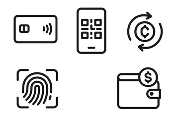 Digital payment symbols representing contactless transactions and secure authentication methods in modern finance