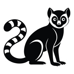 Black lemur silhouette icon on white background
