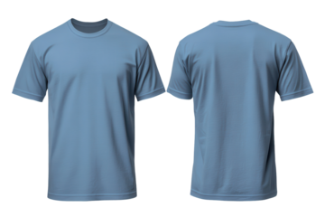 Plain light blue t shirt mockup template featuring front and back views for design presentations and custom apparel showcasing