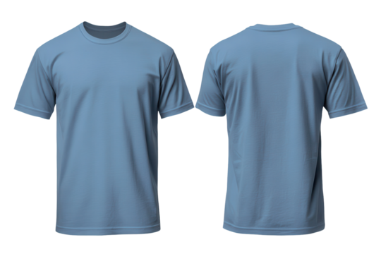Plain light blue t shirt mockup template featuring front and back views for design presentations and custom apparel showcasing