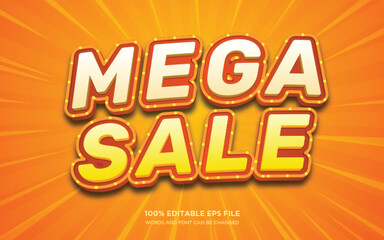 Fototapeta premium Mega Sale 3d editable text style effect 