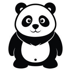 Cute panda silhouette vector icon for wildlife and nature designs