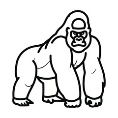 Minimalist gorilla outline icon for wildlife and nature themes