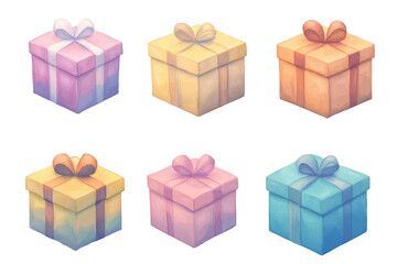 Obraz premium Colorful gift boxes arranged in a pleasing display showcasing various designs and colors on a transparent background