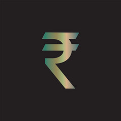 A stylized illustration of the Indian Rupee symbol, presented on a dark background.