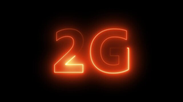 2G Network Icon Animation in Neon. Glowing Computer and Smartphone Wi Fi Internet Symbol on Black Background. 4K video 