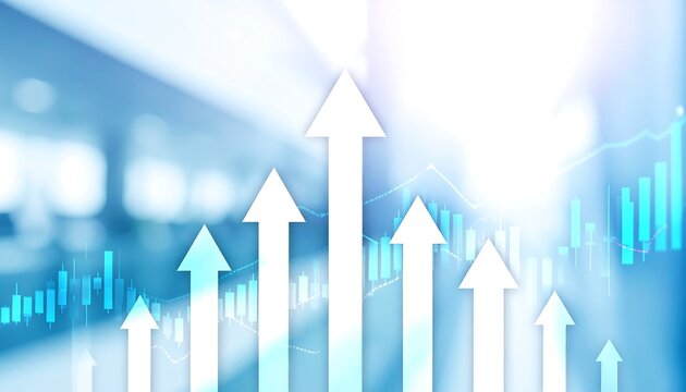 Futuristic global finance concept with glowing stock market charts and world map on a digital blue background. - Powered by Adobe
