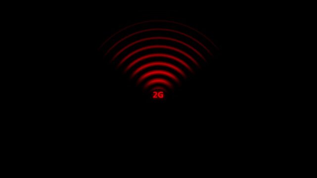 2G network Wi-fi icon concept loop animation video with radio waves on black background. 4k video animation 