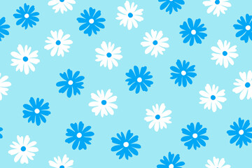 Light blue white blue daisy pattern vector background
