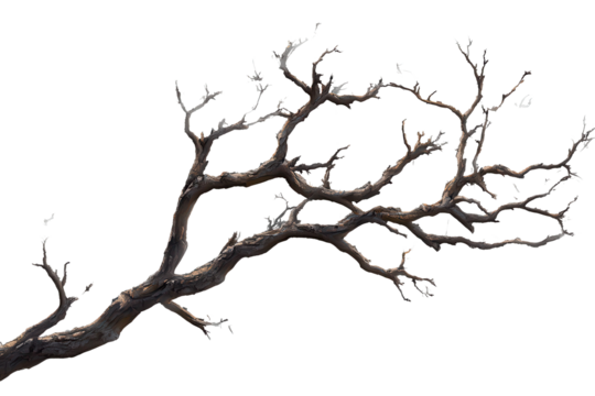 Dead tree branches with cracked bark located in Isola, displaying intricate patterns of nature and the passage of time among a barren landscape