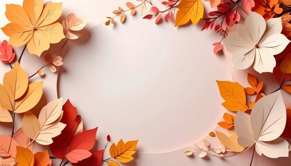 Autumn leaf arrangement studio setting digital artwork colorful palette close-up view seasonal aesthetics for fall decor