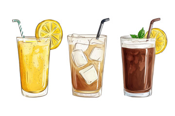 Enjoy refreshing summer cocktails including lemonade and iced coffee at a vibrant outdoor gathering