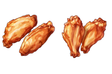 Buffalo chicken wings served isolated on a transparent background showcasing their crispy texture and mouth-watering appearance ideal for appetizers or game day snacks