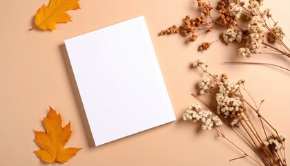 Autumn leaves arrangement studio floral composition natural elements top-down view seasonal aesthetic