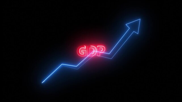 GDP Growth Concept Animation on black background. Financial Growth Charts Global Economy and Profit. 4K video 