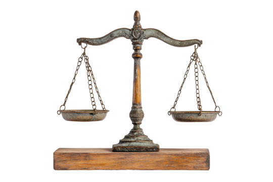 Fairness scales of justice symbolizing equality and truth in legal matters against a neutral background