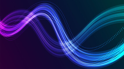 Modern data flow illustration, abstract light wave on a dark background.