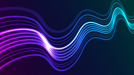 Modern data flow illustration, abstract light wave on a dark background.