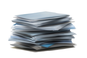 Stack of business documents piled neatly, showcasing various types of paperwork and forms, suitable for office and organizational purposes