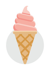 Strawberry Ice Cream Flat Design. Fresh and delicious ice cream.