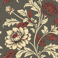 Baroque-inspired floral tapestry